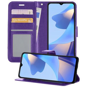 OPPO A16S Hoesje Book Case Kunstleer Cover Hoes - Paars