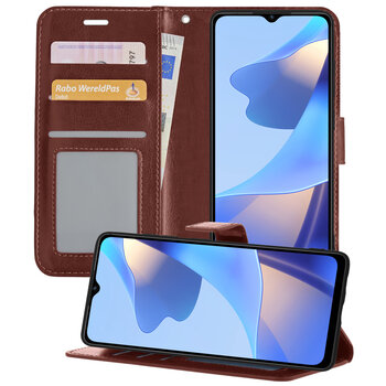 OPPO A16S Hoesje Book Case Kunstleer Cover Hoes - Bruin