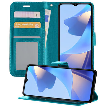 OPPO A16 Hoesje Book Case Kunstleer Cover Hoes - Turquoise