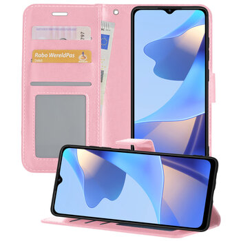 OPPO A16 Hoesje Book Case Kunstleer Cover Hoes - Lichtroze