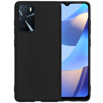 OPPO A16 Hoesje Siliconen Hoes Case Cover - Zwart