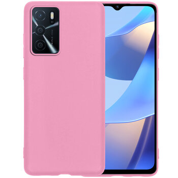 OPPO A16 Hoesje Siliconen Hoes Case Cover - Lichtroze