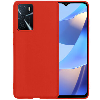 OPPO A16 Hoesje Siliconen Hoes Case Cover - Rood