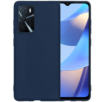 OPPO A16 Hoesje Siliconen Hoes Case Cover - Donkerblauw