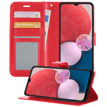 Samsung Galaxy A13 5G Hoesje Book Case Kunstleer Cover Hoes - Rood