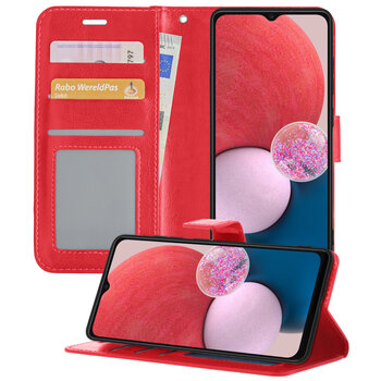 Samsung Galaxy A13 4G Hoesje Book Case Kunstleer Cover Hoes - Rood