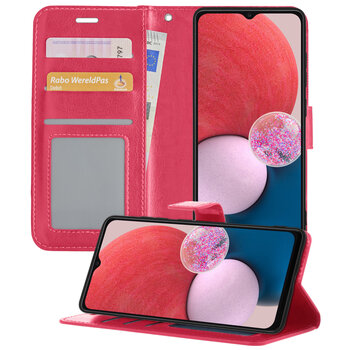 Samsung Galaxy A13 4G Hoesje Book Case Kunstleer Cover Hoes - Donkerroze