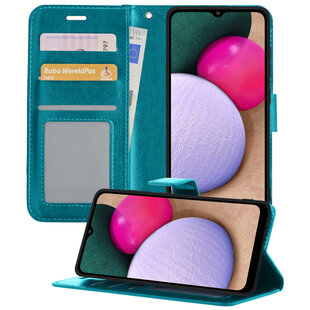 Samsung Galaxy A03S Hoesje Book Case Kunstleer Cover Hoes - Turquoise