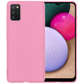 Samsung Galaxy A03S Hoesje Siliconen Hoes Case Cover - Lichtroze