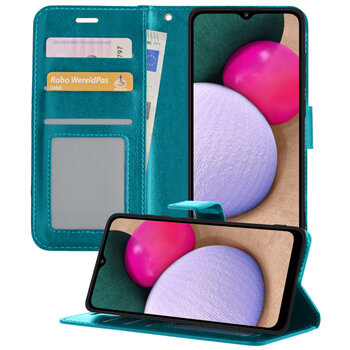 Samsung Galaxy A02s Hoesje Book Case Kunstleer Cover Hoes - Turquoise