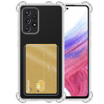 Samsung Galaxy A53 Hoesje Siliconen Hoes Case Cover met Pasjeshouder - Transparant