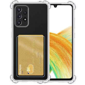 Samsung Galaxy A33 Hoesje Siliconen Hoes Case Cover met Pasjeshouder - Transparant