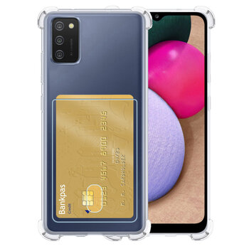 Samsung Galaxy A03S Hoesje Siliconen Hoes Case Cover met Pasjeshouder - Transparant