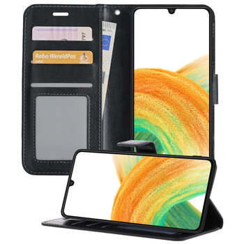 Samsung Galaxy A33 Hoesje Book Case Kunstleer Cover Hoes - Zwart