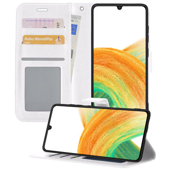 Samsung Galaxy A33 Hoesje Book Case Kunstleer Cover Hoes - Wit