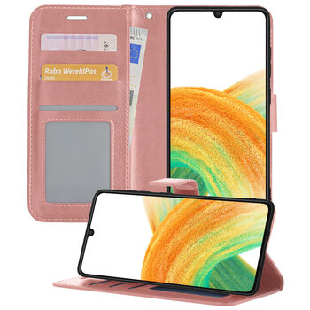 Samsung Galaxy A33 Hoesje Book Case Kunstleer Cover Hoes - Rose goud