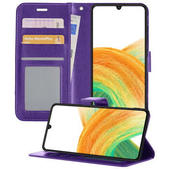 Samsung Galaxy A33 Hoesje Book Case Kunstleer Cover Hoes - Paars