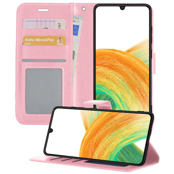 Samsung Galaxy A33 Hoesje Book Case Kunstleer Cover Hoes - Lichtroze