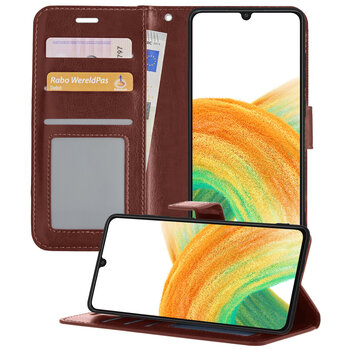 Samsung Galaxy A33 Hoesje Book Case Kunstleer Cover Hoes - Bruin