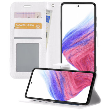 Samsung Galaxy A53 Hoesje Book Case Kunstleer Cover Hoes - Wit