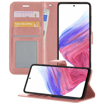 Samsung Galaxy A53 Hoesje Book Case Kunstleer Cover Hoes - Rose goud