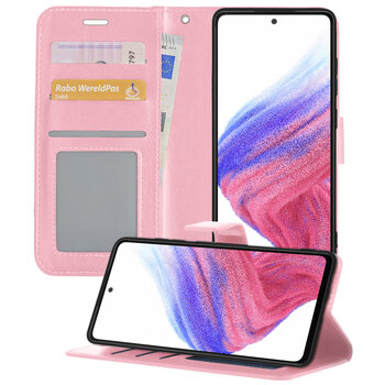 Samsung Galaxy A53 Hoesje Book Case Kunstleer Cover Hoes - Lichtroze