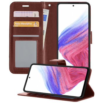 Samsung Galaxy A53 Hoesje Book Case Kunstleer Cover Hoes - Bruin