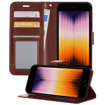 Apple iPhone SE (2022) Hoesje Book Case Kunstleer Cover Hoes - Bruin