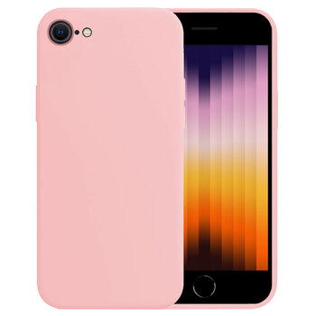 Betaalbare Hoesjes Apple iPhone SE (2022) Hoesje Siliconen Hoes Case Cover - Lichtroze