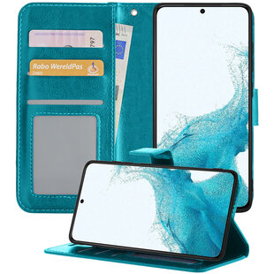 Samsung Galaxy S22 Ultra Hoesje Book Case Kunstleer Cover Hoes - Turquoise