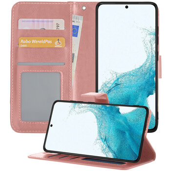 Samsung Galaxy S22 Ultra Hoesje Book Case Kunstleer Cover Hoes - Rose goud