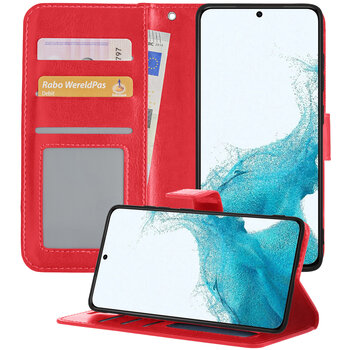 Samsung Galaxy S22 Ultra Hoesje Book Case Kunstleer Cover Hoes - Rood