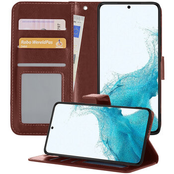 Samsung Galaxy S22 Ultra Hoesje Book Case Kunstleer Cover Hoes - Bruin