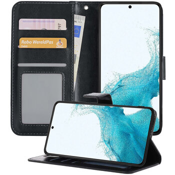 Samsung Galaxy S22+ Hoesje Book Case Kunstleer Cover Hoes - Zwart