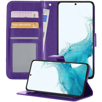 Samsung Galaxy S22+ Hoesje Book Case Kunstleer Cover Hoes - Paars