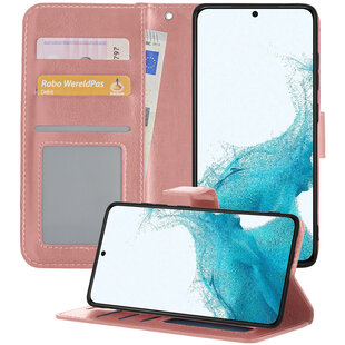 Samsung Galaxy S22 Hoesje Book Case Kunstleer Cover Hoes - Rose goud