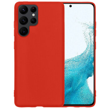 Samsung Galaxy S22 Ultra Hoesje Siliconen Hoes Case Cover - Rood