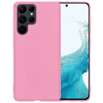 Samsung Galaxy S22 Ultra Hoesje Siliconen Hoes Case Cover - Lichtroze