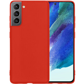 Samsung Galaxy S21 FE Hoesje Siliconen Hoes Case Cover - Rood