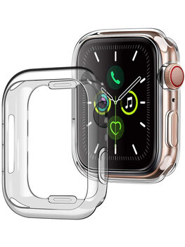 Geschikt Voor Apple Watch 5 Hoesje 44 mm Transparant Volledige Bescherming - Hoes Geschikt Voor Apple Watch Siliconen Case
