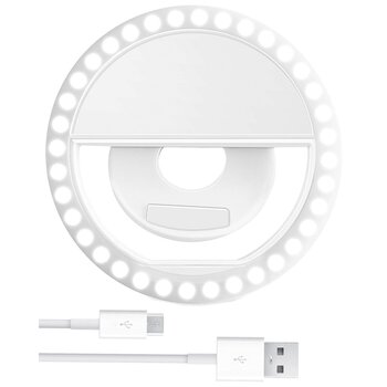 Ringlamp Selfie Ring Light Oplaadbaar Geschikt voor TikTok - Ringlamp Selfielight LED Light Selfie Lamp - Wit