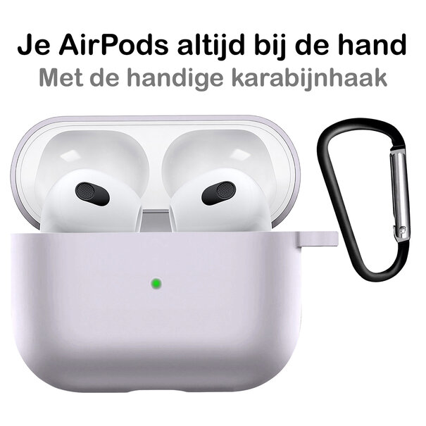Airpods 3 Hoesje Case Siliconen Hoes Geschikt voor Apple AirPods 3 Case Hoesje Met Clip - Transparant