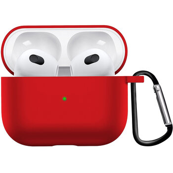 Airpods 3 Hoesje Case Siliconen Hoes Geschikt voor Apple AirPods 3 Case Hoesje Met Clip - Rood