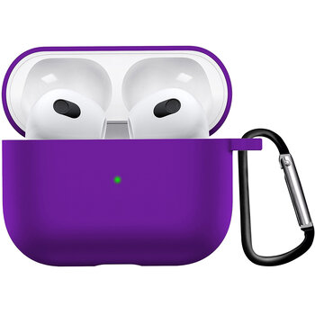 Airpods 3 Hoesje Case Siliconen Hoes Geschikt voor Apple AirPods 3 Case Hoesje Met Clip - Paars