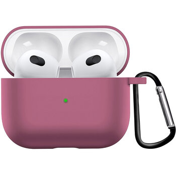 Airpods 3 Hoesje Case Siliconen Hoes Geschikt voor Apple AirPods 3 Case Hoesje Met Clip - Oud Roze