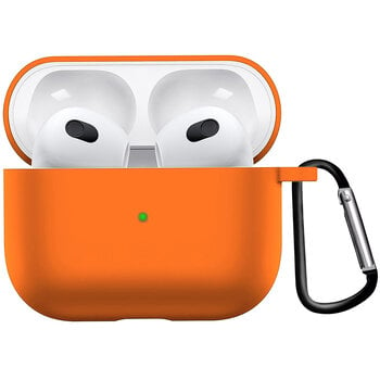 Betaalbare Hoesjes Airpods 3 Hoesje Case Siliconen Hoes Geschikt voor Apple AirPods 3 Case Hoesje Met Clip - Oranje