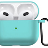 Airpods 3 Hoesje Case Siliconen Hoes Geschikt voor Apple AirPods 3 Case Hoesje Met Clip - Mint Blauw