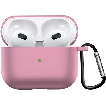 Airpods 3 Hoesje Case Siliconen Hoes Geschikt voor Apple AirPods 3 Case Hoesje Met Clip - Licht Roze