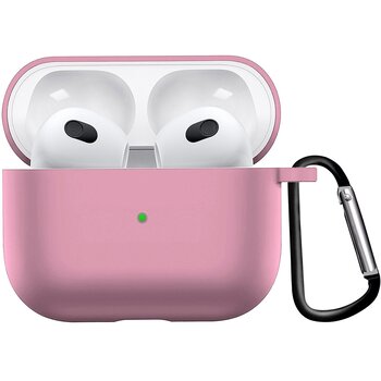 Betaalbare Hoesjes Airpods 3 Hoesje Case Siliconen Hoes Geschikt voor Apple AirPods 3 Case Hoesje Met Clip - Licht Roze