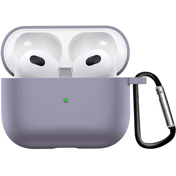 Airpods 3 Hoesje Case Siliconen Hoes Geschikt voor Apple AirPods 3 Case Hoesje Met Clip - Grijs